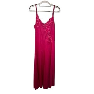 Shadowline vintage pink long floral print nightgown